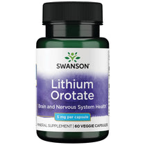 Swanson Lithium Orotate Antioxidant Mood Emotional Wellness Behavior Memory Support Supplement 5 mg 60 Veggie Capsules (Elemental Lithium)