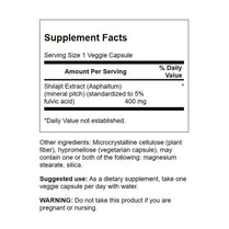 Swanson Shilajit Extract 400 Milligrams 60 Veg Capsules