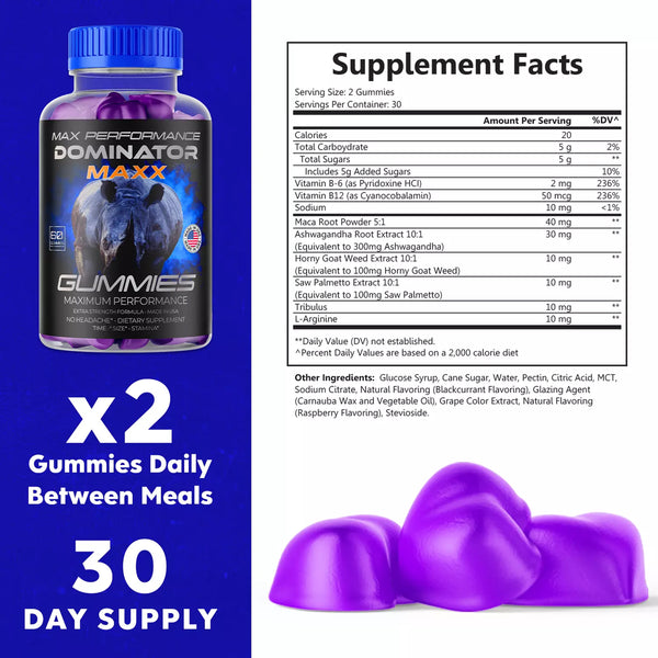 thumbnail image 2 of Syvor Dominator Maxx Gummies For Men – Advanced Performance Supplement, 60 Gummies 2 of 4