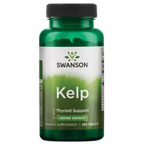 Swanson Kelp - Natural Iodine Source Supporting Thyroid Health - Mineral Supplement w/Iodine Source Standardized 0.4% - (250 Tablets, 225mcg Each)