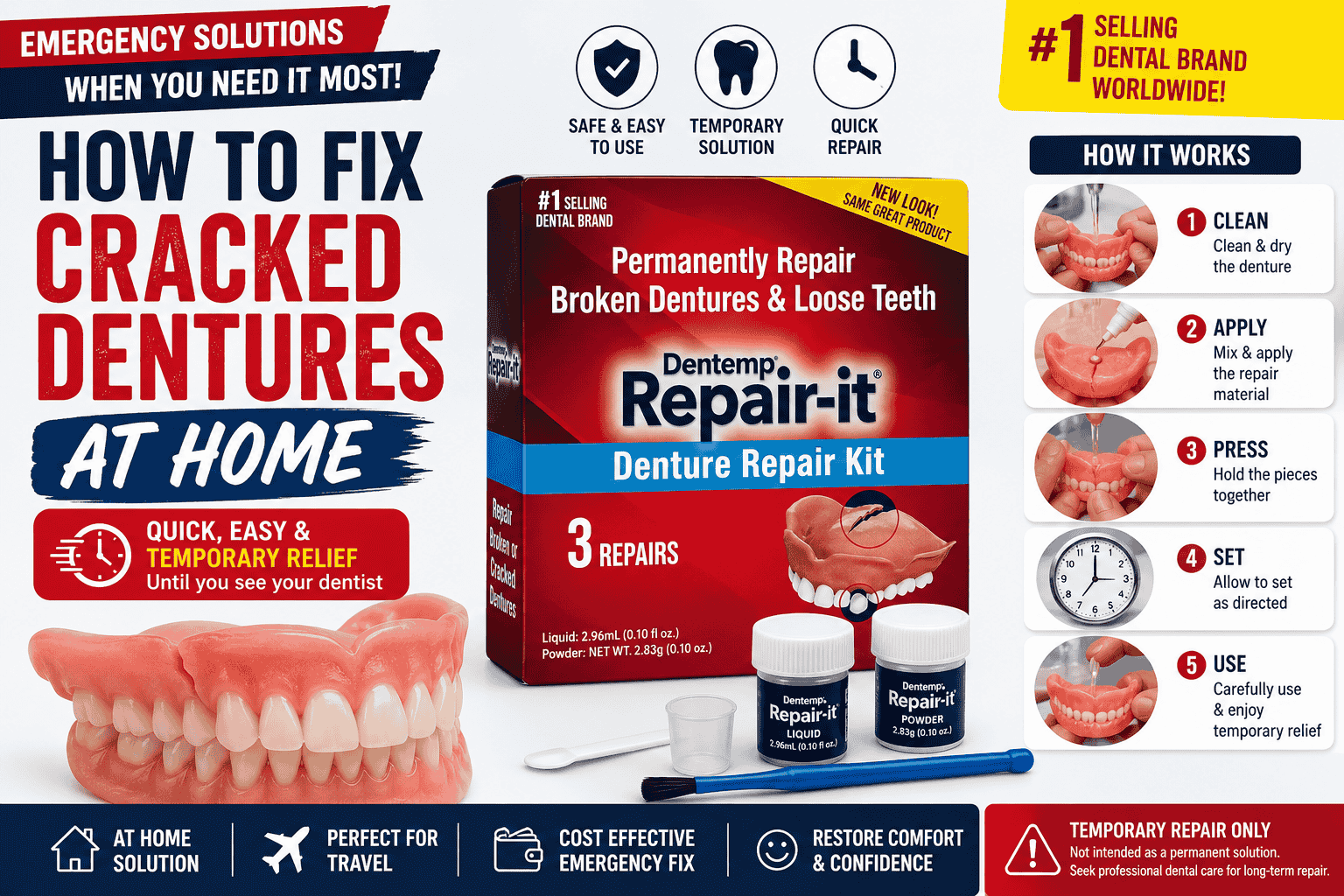 How to Fix Cracked Dentures at Home (Emergency Solutions Explained)