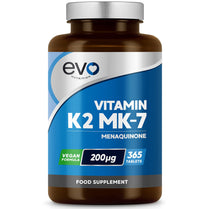 EVO NUTRITION Vitamin K2 MK-7 200mcg | 365 Vegetarian and Vegan Tablets (not Capsules) | 1-A-Day | Supports Maintenance of Normal Bones | One Years Supply of High Strength Vitamin K2 Menaquinone MK7