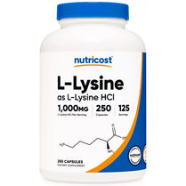 Nutricost L-Lysine 1000mg, 250 Capsules - 500mg Per Cap, Gluten Free, Non-GMO