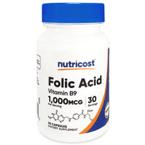 Nutricost Folic Acid With Vitamin B9 1000mcg 30 Capsules