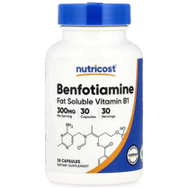 Nutricost Benfotiamine 300mg, 30 Capsules - Gluten Free, Non-GMO, and Vegetarian Friendly Fat Soluble Vitamin B1