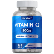 Vitamin K2 MK7 200ug | 365 Vegan Tablets | High Strength Menaquinone MK-7 | Supports Bone Health | No Artificial Preservatives | by Horbaach