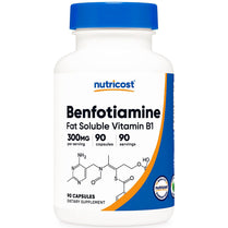 Nutricost Benfotiamine 300mg VITAMIN B1 Non-GMO Vegan 90 Veggie Capsules