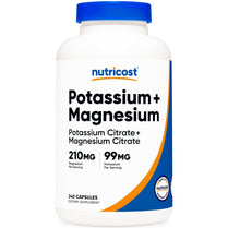 Nutricost Potassium (99 mg) Magnesium (210 mg) Citrates, 240 Capsules - Non-GMO, Gluten Free