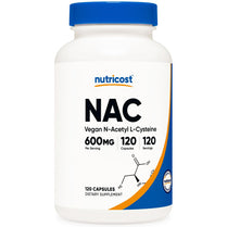 Nutricost N-Acetyl L-Cysteine (NAC) 600mg, 120 Vegetarian Capsules - Non-GMO, Gluten Free, Vegetarian Caps