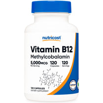 Nutricost Vitamin B12 (Methylcobalamin) 5000mcg, 120 Capsules - Vegetarian Caps, Non-GMO, Gluten Free B12 Supplement