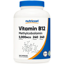 Nutricost Vitamin B12 (Methylcobalamin) 5000mcg, 240 Capsules - Vegetarian Caps, Non-GMO, Gluten Free B12 Supplement