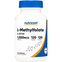 Nutricost Methylfolate 1000mcg, 120 Vegetarian Capsules - Gluten Free, Non-GMO