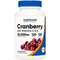 Nutricost Cranberry Extract (25,000mg) (120 Capsules) with Vitamin C & Vitamin E