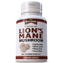 Best herb Lions Mane Mushroom 1000MG 60 Capsules
