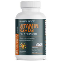 Bronson Vitamin K2 D3 (MK7) Supplement Bone and Heart Health Non-GMO Formula 5000IU (125 mcg) Vitamin D3 & 90 mcg Vitamin K2 MK-7 Easy to Swallow Vitamin D & K Complex 360 count