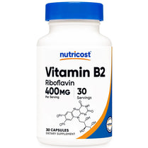 Nutricost Vitamin B2 Riboflavin 400mg 30 Capsules Gluten Free and Non-GMO