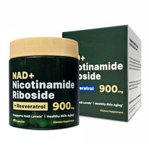 NAD+ Nicotinamide Riboside 900mg, Liposomal NAD with Resveratrol, Skin Aging Support Supplement, 80 Capsules
