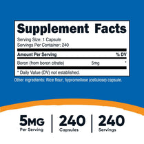 Nutricost Boron Capsules 5mg, 240 Vegetarian Capsules - Gluten Free and Non-GMO
