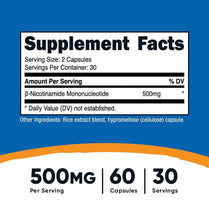 Nutricost NMN 500mg 99.8% Pure Quality 60 Capsules