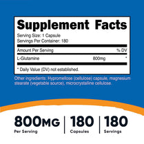 Nutricost L-Glutamine 800mg Gluten Free Non-GMO 180 Caps