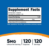 Nutricost LITHIUM OROTATE 130mg ( 5mg ) 120 Capsules