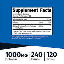 Nutricost HMB ( Beta-Hydroxy Beta-Methylbutyrate ) 1000mg (240 Capsules) - 500mg Per Capsule 120 Servings - Gluten Free and Non-GMO