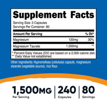 Nutricost Magnesium Taurate 1,500mg; 240 Capsules - Gluten Free, Non-GMO, Vegan, 80 Servings