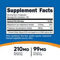 Nutricost Potassium (99 mg) Magnesium (210 mg) Citrates, 240 Capsules - Non-GMO, Gluten Free