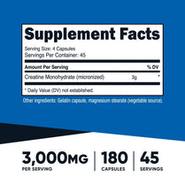 Nutricost Creatine Monohydrate 3,000mg, 180 Capsules (750mg Per Capsule) - Gluten Free, Non-GMO