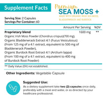 NutriFlair Organic Irish Sea Moss 1600mg, 120 Capsules Plus Bladderwrack & Burdock - Prebiotic Super Food - Immune System & Digestive Health - Thyroid, Healthy Skin, Keto Detox, Gut, Joint Support