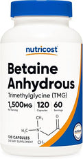 Nutricost Betaine Anhydrous Capsules 1500mg, 60 Servings - Gluten Free, Non-GMO, 750mg Per Cap, 120 Capsules