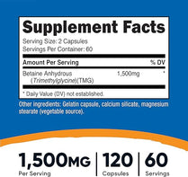 Nutricost Betaine Anhydrous Capsules 1500mg, 60 Servings - Gluten Free, Non-GMO, 750mg Per Cap, 120 Capsules