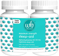 Maximum Strength Sleep-Aid - Diphenhydramine HCL (96 Count Softgel - Twin Pack) Relieves Occasional Sleeplessness - Non-Habit Forming