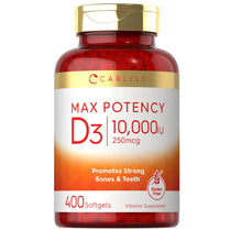 Vitamin D3 10000 IU 400 Softgels Max Potency Supplement | by Carlyle