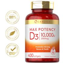 Vitamin D3 10000 IU 400 Softgels Max Potency Supplement | by Carlyle